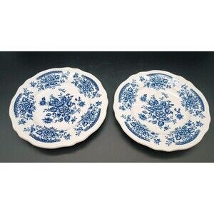 Blue Carnation Ironstone Blue white Floral Appetizer Plate Dessert Bread
